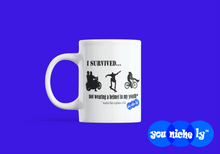 Load image into Gallery viewer, I SURVIVED...NO HELMET - YOUNICHELY - White glossy mug
