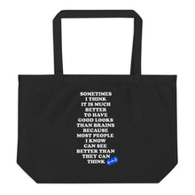 Load image into Gallery viewer, GOOD LOOKS OR BRAINS - YOUNICHELY - Large organic tote bag
