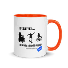 Load image into Gallery viewer, I SURVIVED...NO HELMET - YOUNICHELY - Mug with Color Inside
