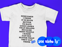 Load image into Gallery viewer, GOOD LOOKS OR BRAINS? - YOUNICHELY - Toddler Short Sleeve Tee
