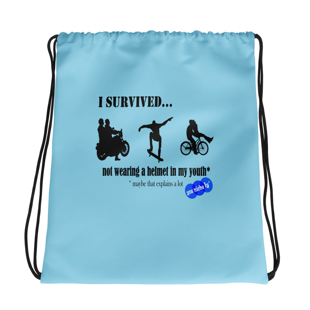 I SURVIVED...NO HELMET - YOUNICHELY - Drawstring bag