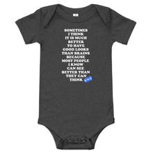 Load image into Gallery viewer, GOOD LOOKS OR BRAINS - YOUNICHELY - Baby short sleeve one piece
