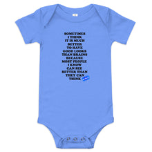Load image into Gallery viewer, GOOD LOOKS OR BRAINS - YOUNICHELY - Baby short sleeve one piece
