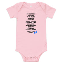 Load image into Gallery viewer, GOOD LOOKS OR BRAINS - YOUNICHELY - Baby short sleeve one piece
