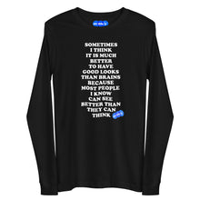 Load image into Gallery viewer, GOOD LOOKS OR BRAINS - YOUNICHELY - Unisex Long Sleeve Tee
