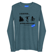 Load image into Gallery viewer, I SURVIVED... NO HELMET - YOUNICHELY -Unisex Long Sleeve Tee
