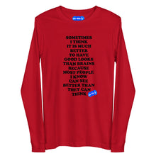 Load image into Gallery viewer, GOOD LOOKS OR BRAINS - YOUNICHELY - Unisex Long Sleeve Tee
