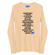 Load image into Gallery viewer, GOOD LOOKS OR BRAINS - YOUNICHELY - Unisex Long Sleeve Tee
