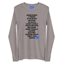 Load image into Gallery viewer, GOOD LOOKS OR BRAINS - YOUNICHELY - Unisex Long Sleeve Tee
