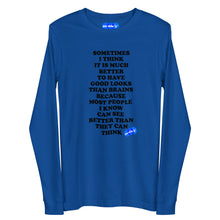 Load image into Gallery viewer, GOOD LOOKS OR BRAINS - YOUNICHELY - Unisex Long Sleeve Tee
