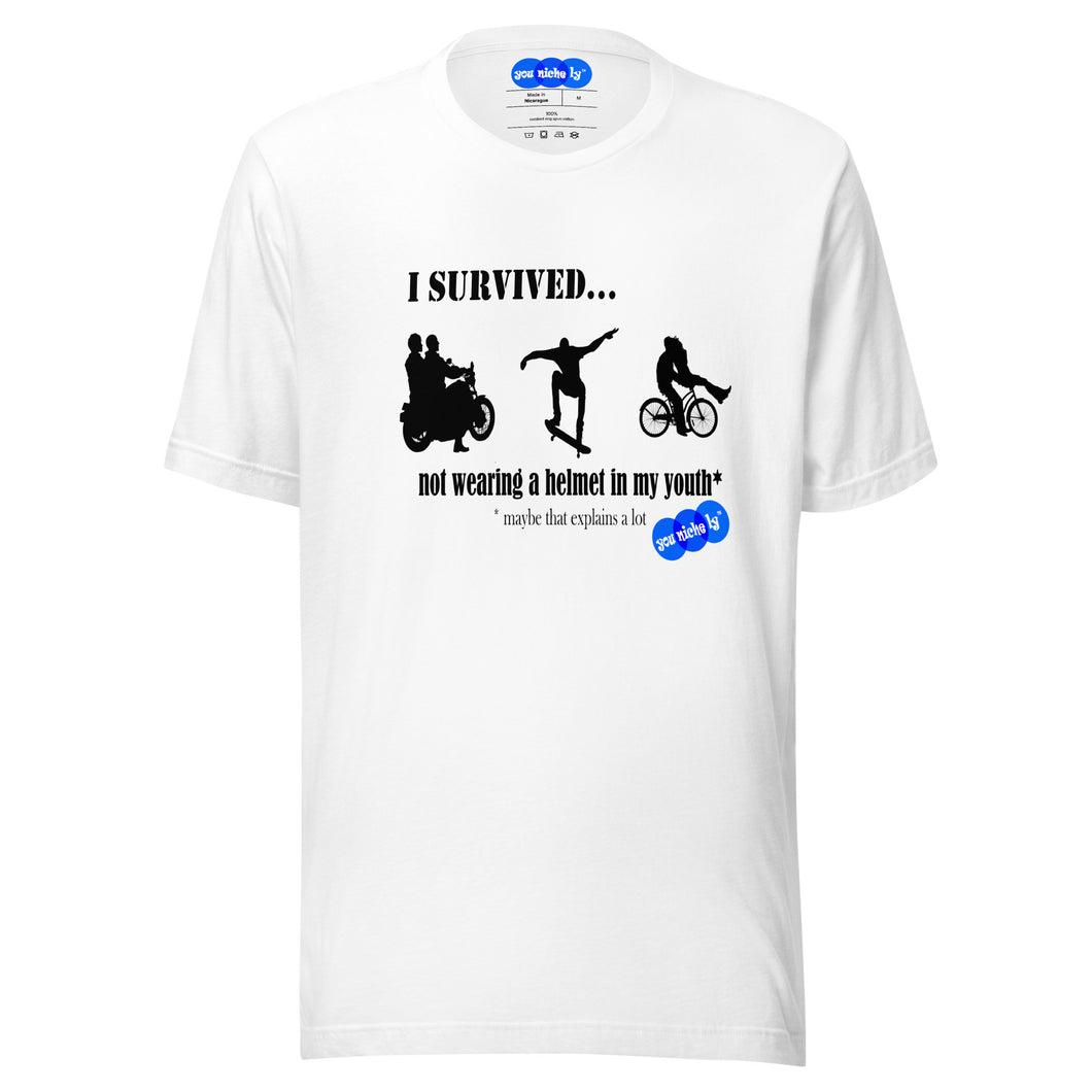 I SURVIVED...NO HELMET - YOUNICHELY - Unisex t-shirt