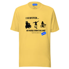 Load image into Gallery viewer, I SURVIVED...NO HELMET - YOUNICHELY - Unisex t-shirt
