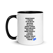 Load image into Gallery viewer, GOOD LOOKS OR BRAINS - YOUNICHELY - Mug with Color Inside
