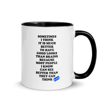 Load image into Gallery viewer, GOOD LOOKS OR BRAINS - YOUNICHELY - Mug with Color Inside
