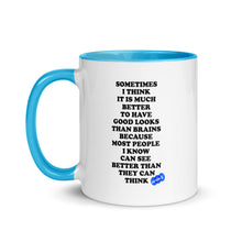 Load image into Gallery viewer, GOOD LOOKS OR BRAINS - YOUNICHELY - Mug with Color Inside
