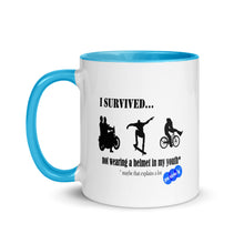 Load image into Gallery viewer, I SURVIVED...NO HELMET - YOUNICHELY - Mug with Color Inside
