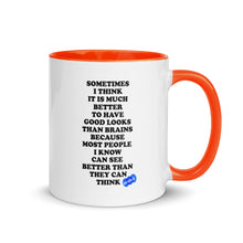 Load image into Gallery viewer, GOOD LOOKS OR BRAINS - YOUNICHELY - Mug with Color Inside
