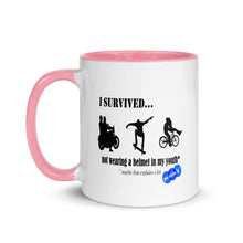 Load image into Gallery viewer, I SURVIVED...NO HELMET - YOUNICHELY - Mug with Color Inside

