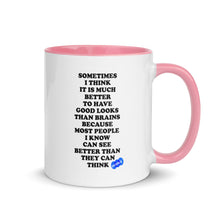 Load image into Gallery viewer, GOOD LOOKS OR BRAINS - YOUNICHELY - Mug with Color Inside
