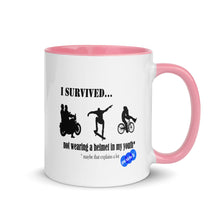 Load image into Gallery viewer, I SURVIVED...NO HELMET - YOUNICHELY - Mug with Color Inside
