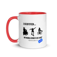 Load image into Gallery viewer, I SURVIVED...NO HELMET - YOUNICHELY - Mug with Color Inside
