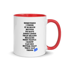 Load image into Gallery viewer, GOOD LOOKS OR BRAINS - YOUNICHELY - Mug with Color Inside
