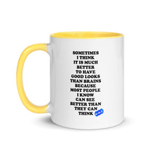 Load image into Gallery viewer, GOOD LOOKS OR BRAINS - YOUNICHELY - Mug with Color Inside
