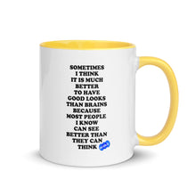 Load image into Gallery viewer, GOOD LOOKS OR BRAINS - YOUNICHELY - Mug with Color Inside
