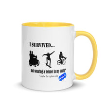 Load image into Gallery viewer, I SURVIVED...NO HELMET - YOUNICHELY - Mug with Color Inside
