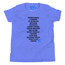 Load image into Gallery viewer, GOOD LOOKS OR BRAINS? - YOUNICHELY - Youth Short Sleeve T-Shirt
