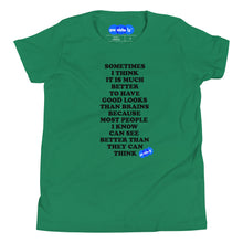 Load image into Gallery viewer, GOOD LOOKS OR BRAINS? - YOUNICHELY - Youth Short Sleeve T-Shirt
