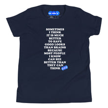 Load image into Gallery viewer, GOOD LOOKS OR BRAINS? - YOUNICHELY - Youth Short Sleeve T-Shirt
